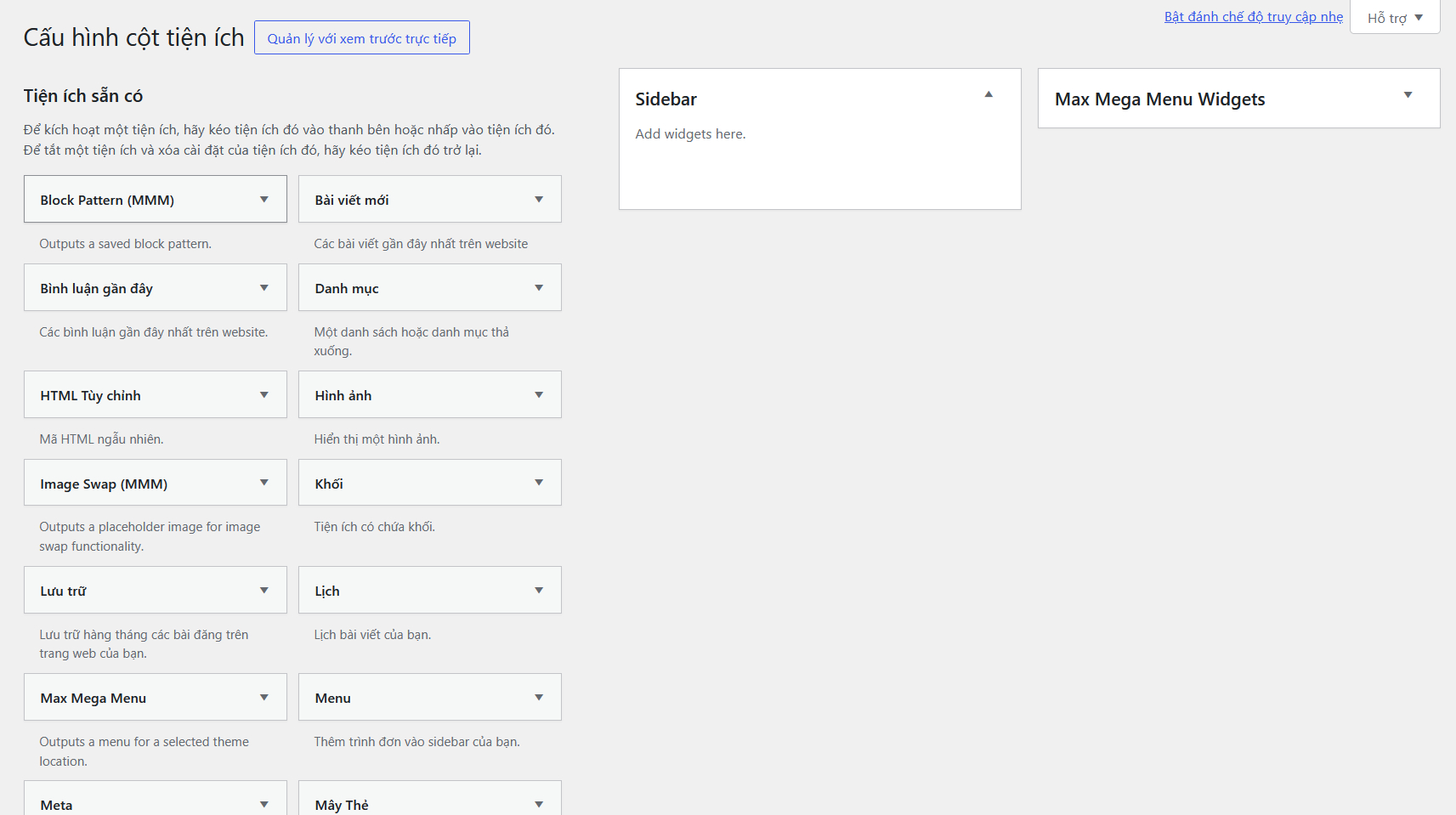 Cách tự tạo thêm sidebar cho theme